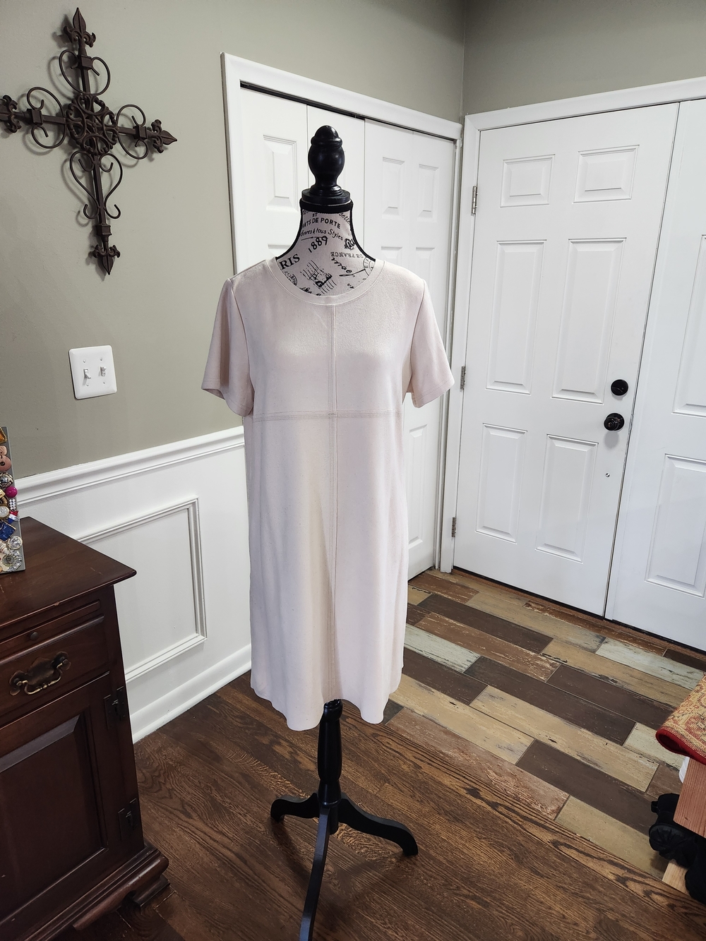 Audrey Faux Stretch Suede Round Neck Dress By Joh Apperal